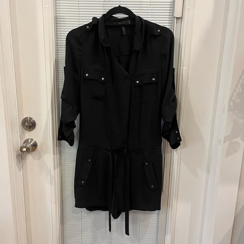 Bcbgmaxazria Black Button-Down Romper - image 1